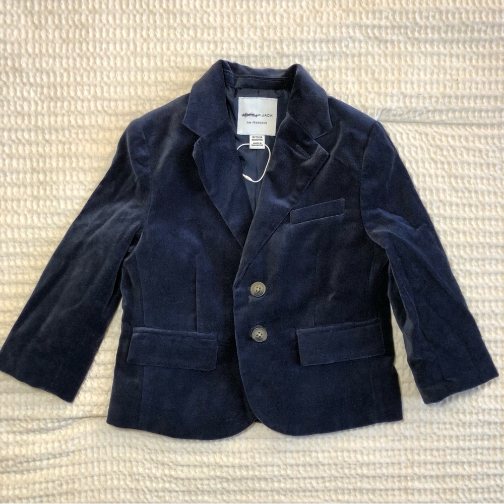 JANIE and JACK Toddler Navy Velvet Corduroy Blazer Size 18-24 months